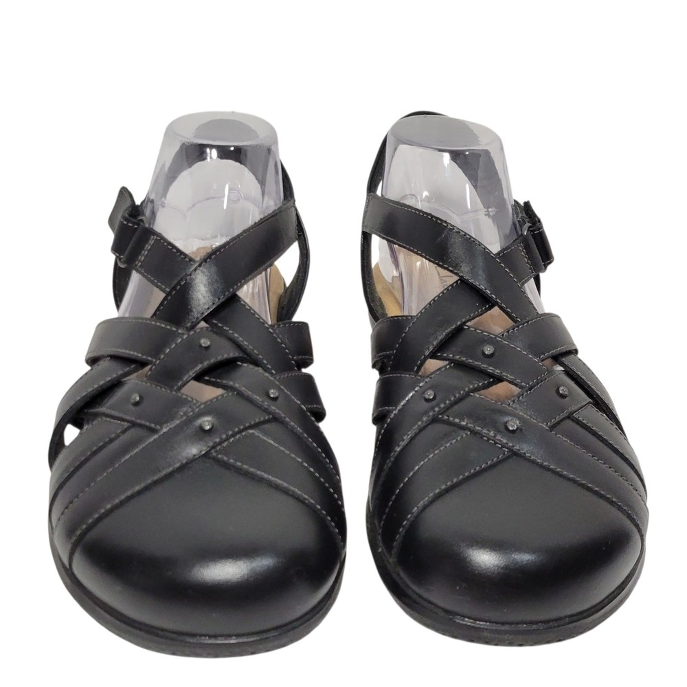 Clarks Elizabelle Sea Sandals Womens 10W Wide Black Leather Strappy Closed Toe - Picture 5 of 16